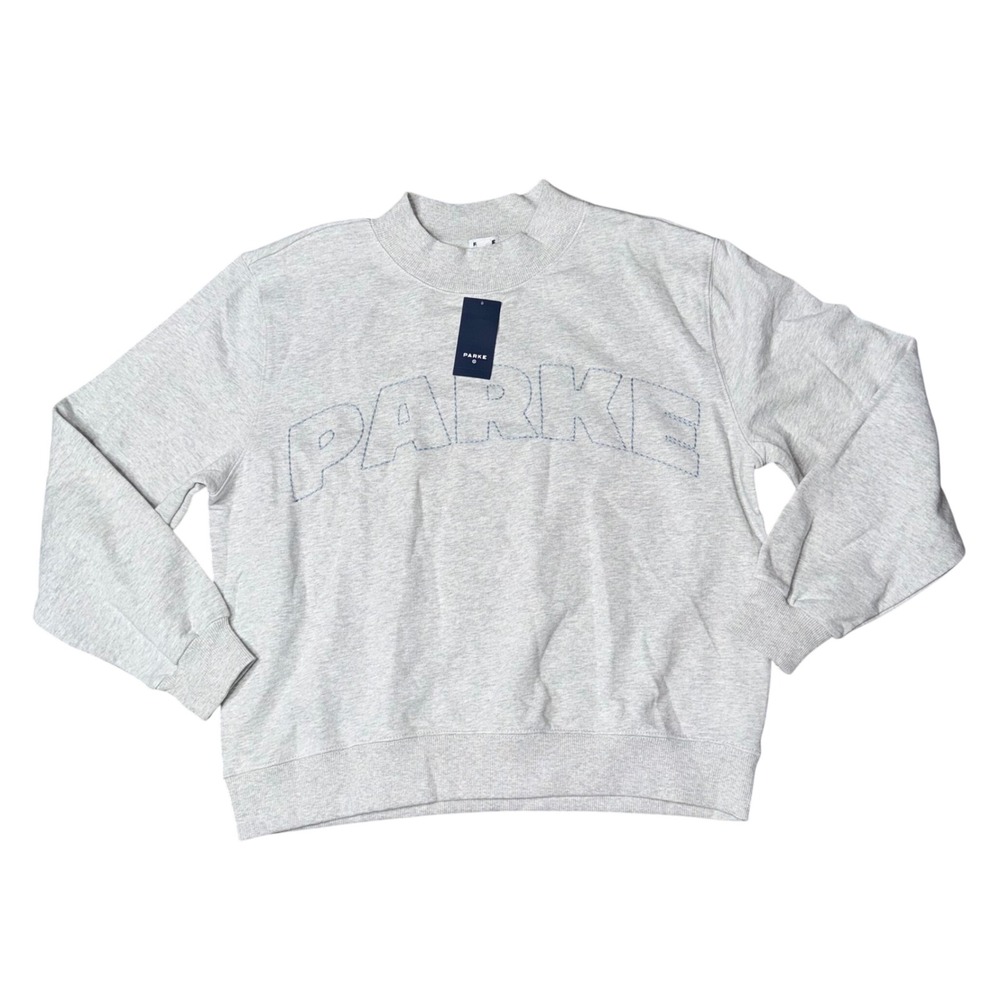 Parke x Target Sweatshirt S/M Gray NWT Mock Neck Stitched Logo Relaxed Pullover